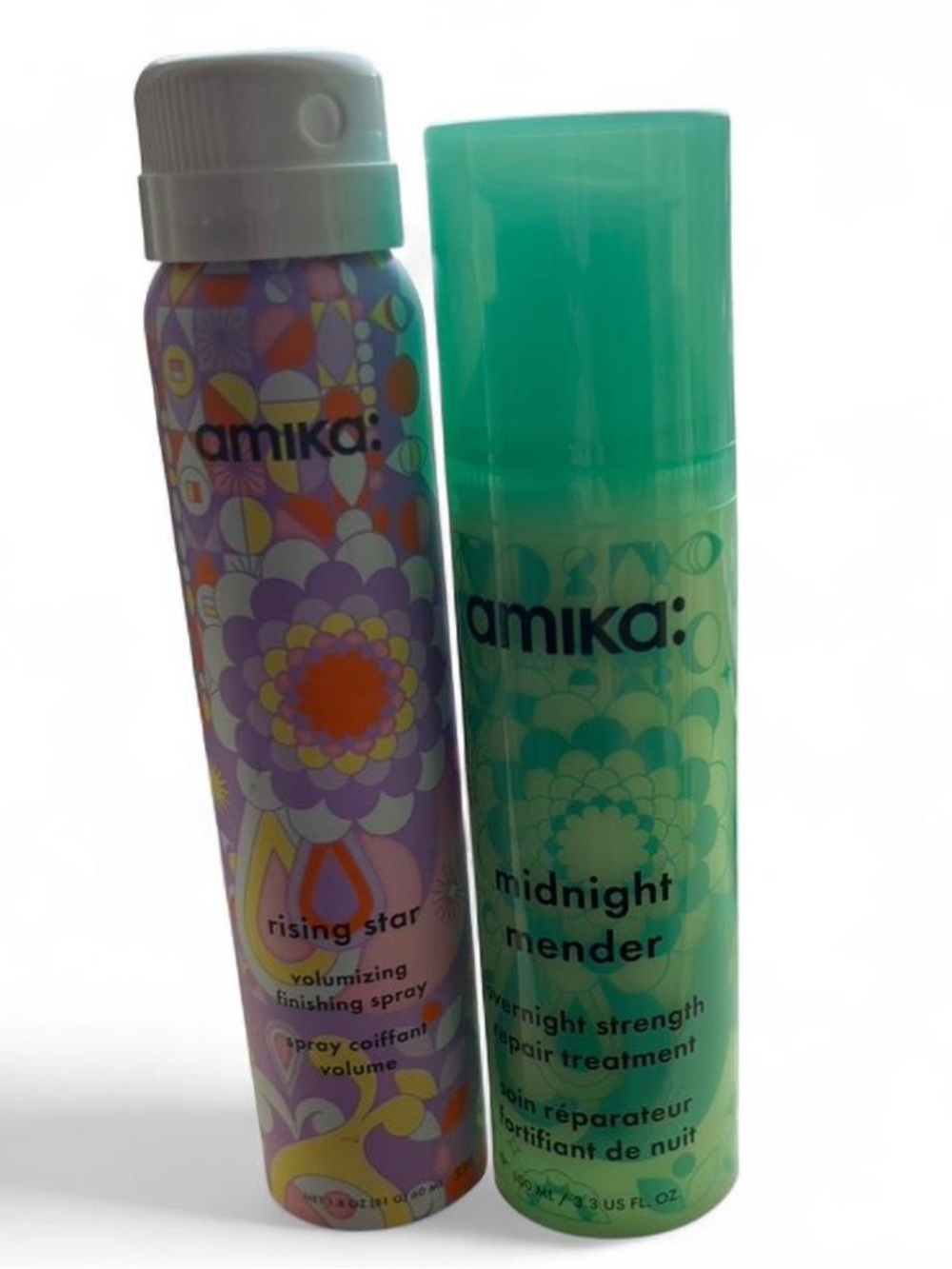 New amika volumizing finishing spray & overnight strength repair treatment.